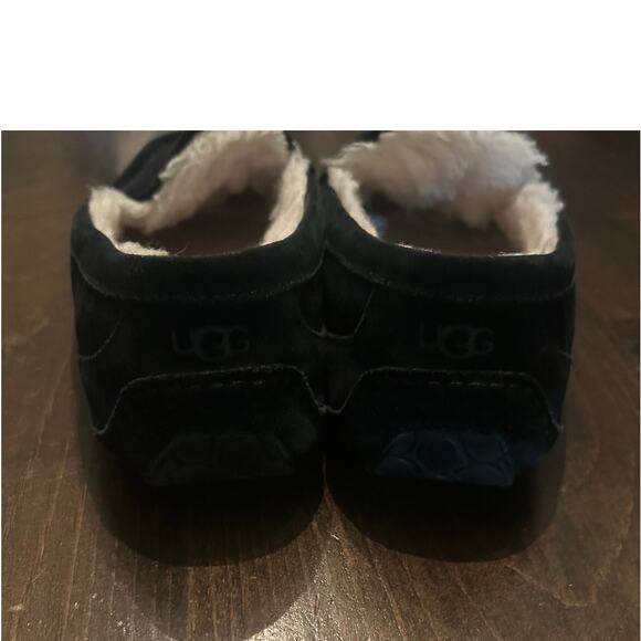 UGG Mens Ascot Black Suede Leather Sheepskin Lined Slip On Loafer‎ Slippers Sz 6 - Picture 6 of 10